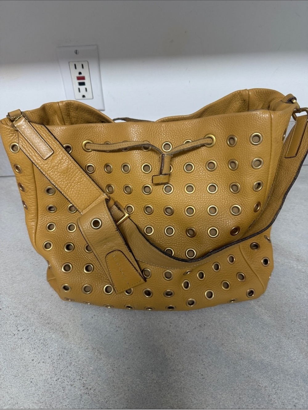 Prada Leather Grommet bucket bag